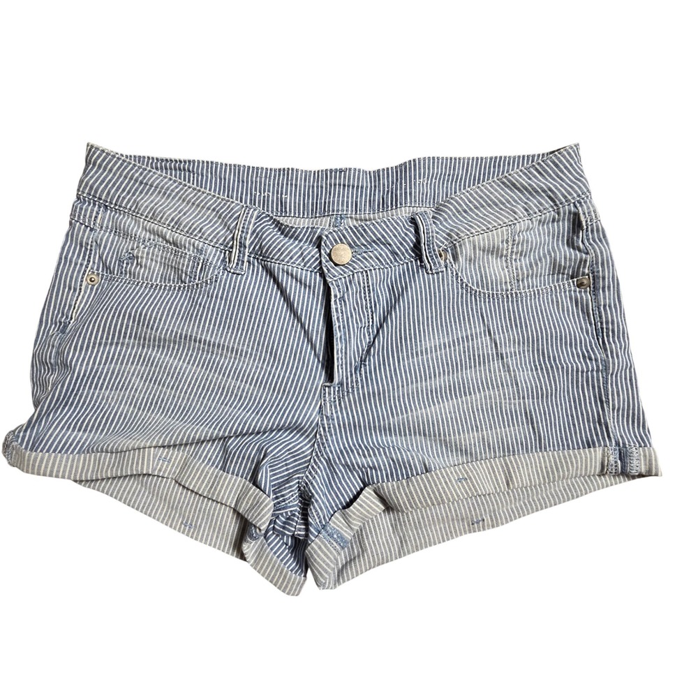 Saks Fifth Avenue Striped Denim Shorts 29 Cuffed Coastal Beach Summer Resort
